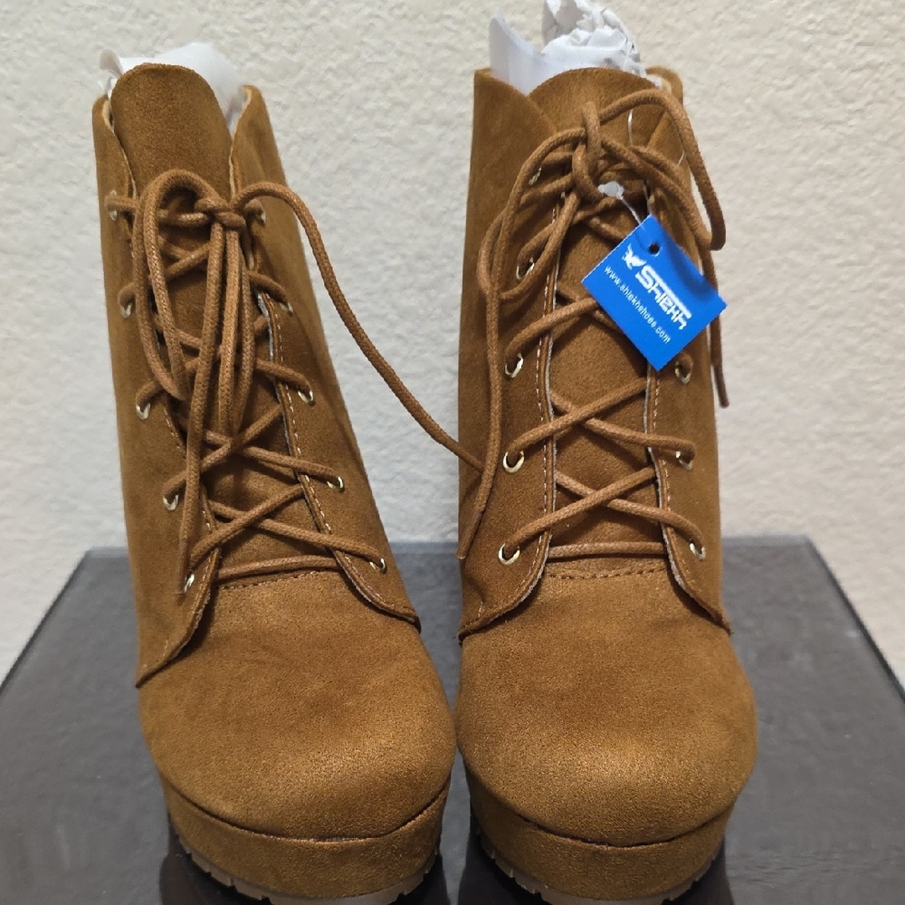 Shiekh Tan Lace-Up Boots